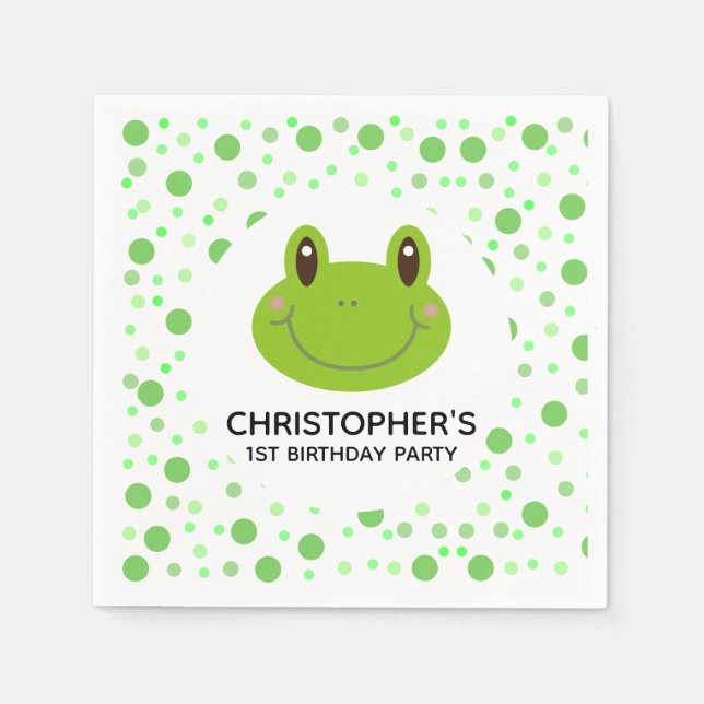 Servilleta De Papel Cute cumpleaños Fiesta Tema Polka Dot Frog (Anverso)