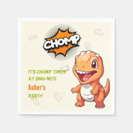 Servilleta De Papel Cute Custom Orange Dinosaur Party Napkin 