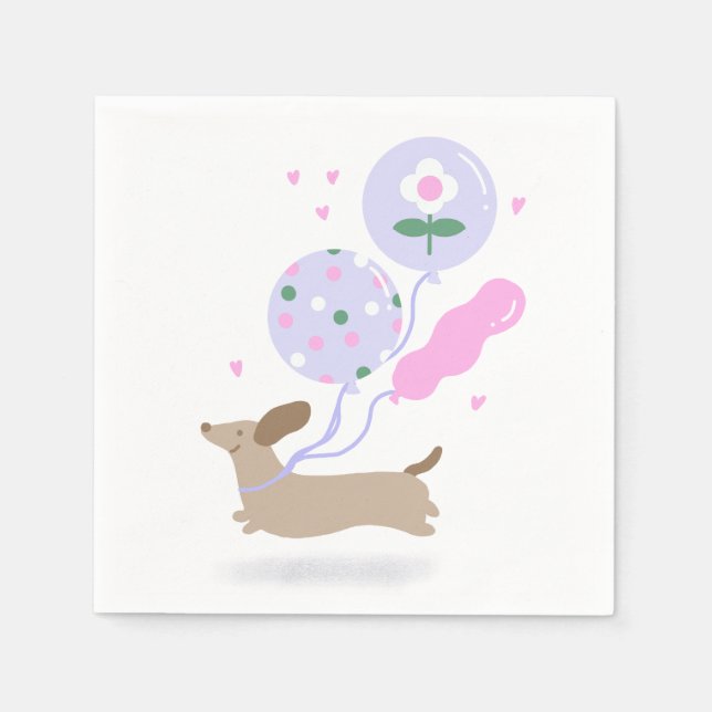 Servilleta De Papel Cute Dachshund Weiner Perro Lover Fiesta Rosa (Anverso)