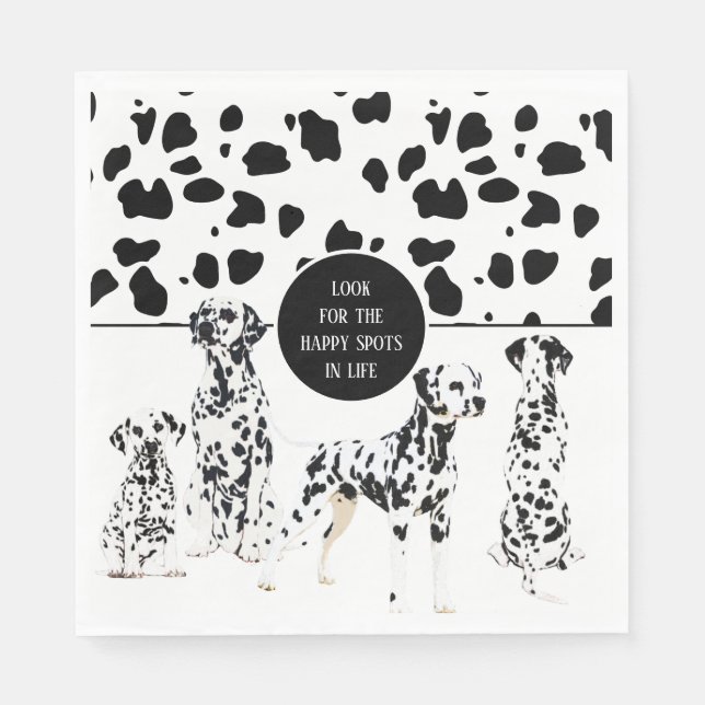 Servilleta De Papel Cute dálmata Black & White Happy Spots (Anverso)