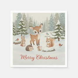 Servilleta De Papel Cute Deer and Woodland Animals Merry Christmas