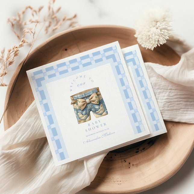 Servilleta De Papel Cute Denim Teddy Bear Baby Shower (Subido por el creador)