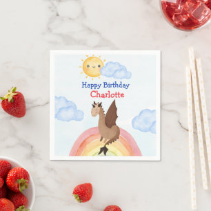 Servilleta De Papel Cute dino Dragon Boy Birday Party