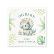 Cute Dino Jungle Triceratops Dinosaur Baby Shower