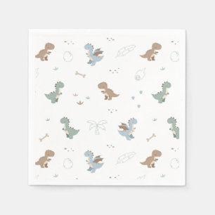 Servilleta De Papel Cute Dino Patern White Napkins