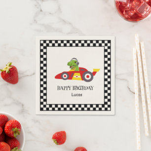 Servilleta De Papel Cute Dinosaur Birday racing car boy nombre
