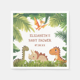 Servilleta De Papel Cute Dinosaur Greenery Baby Shower