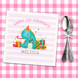 Servilleta De Papel Cute Dinosaur Stomp Chomp and roar Birthday Girl