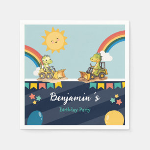 Servilleta De Papel Cute dinosaurio Excavador tractor arco iris Cumple