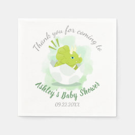 Servilleta De Papel Cute Dinosaurio Huevo Green Watercolor Baby Shower