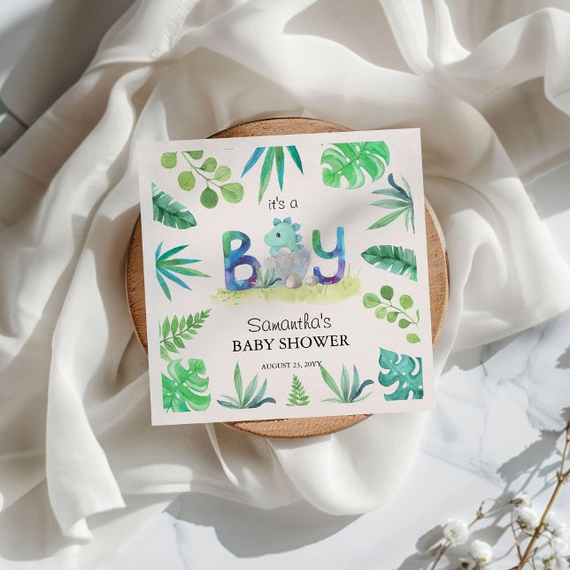 Servilleta De Papel Cute dinosaurio 'It's a Boy' Baby Shower (Subido por el creador)