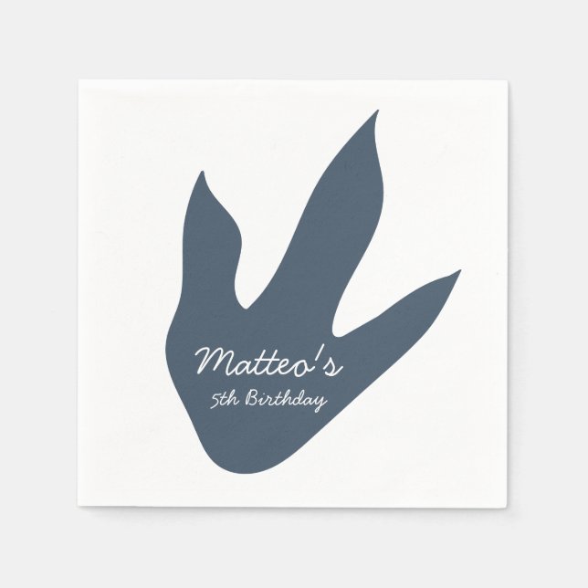 Servilleta De Papel Cute dinosaurio personalizado Napkins de Cumpleaño (Anverso)