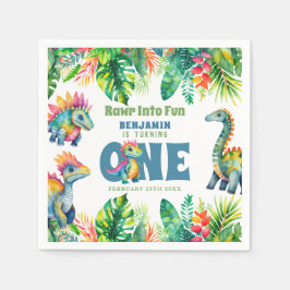 Servilleta De Papel Cute Dinosaurio Tema Primer cumpleaños Niño acuare