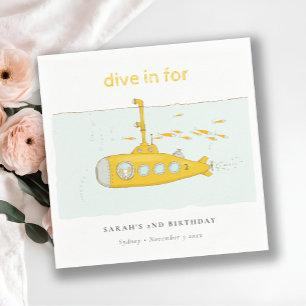 Servilleta De Papel Cute Dive In Submarino Subacuático Cumpleaños Amar