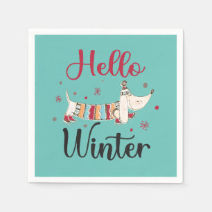 Servilleta De Papel Cute Dog Hello Winter