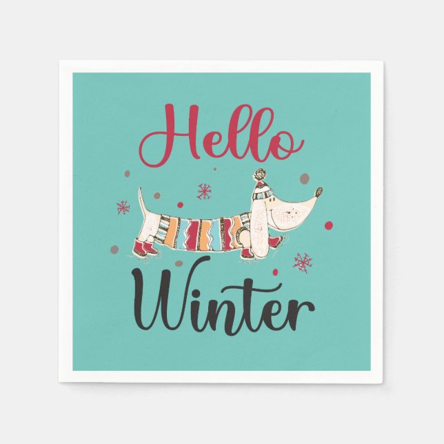 Servilleta De Papel Cute Dog Hello Winter (Anverso)