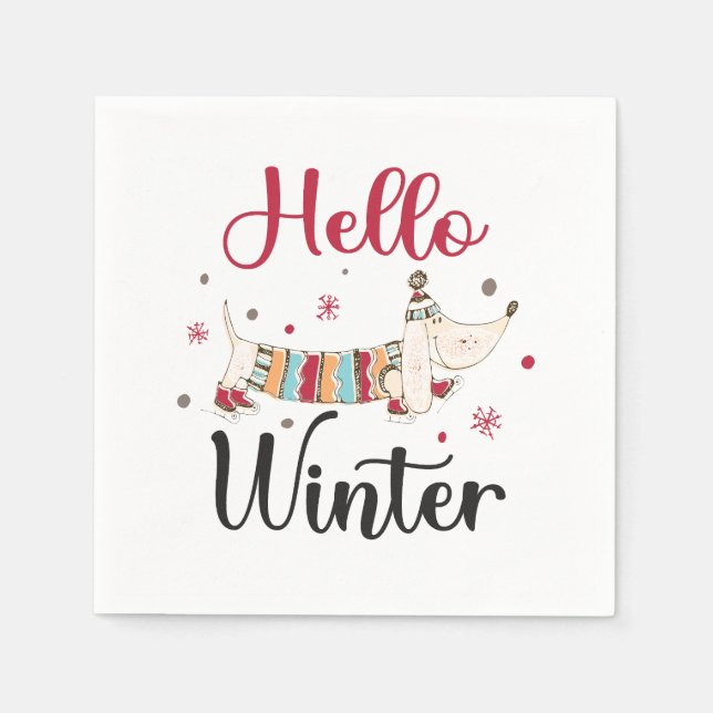 Servilleta De Papel Cute Dog Hello Winter (Anverso)