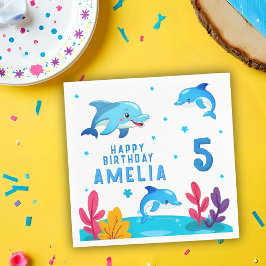 Servilleta De Papel Cute Dolphin Sea Animals Birthday Party