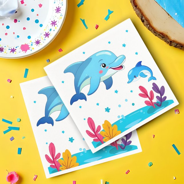 Servilleta De Papel Cute Dolphin Sea Animals Birthday Party (Subido por el creador)