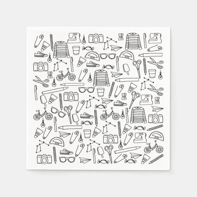 Servilleta De Papel Cute Doodle Dibuja servilletas de papel (Anverso)