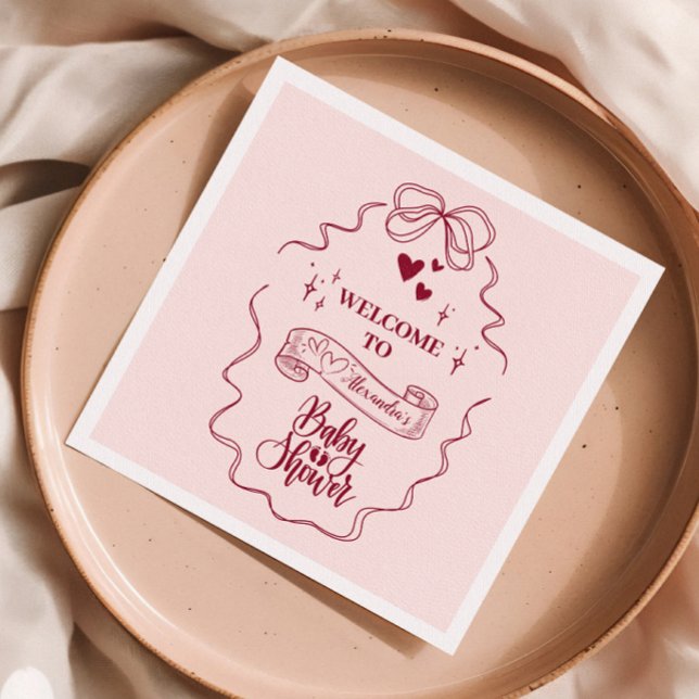 Servilleta De Papel Cute Doodle Mano Dibujada Bow Baby Shower (Subido por el creador)