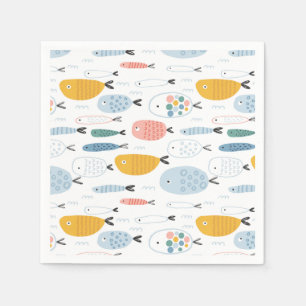 Servilleta De Papel Cute Doodle School of Fish Pattern