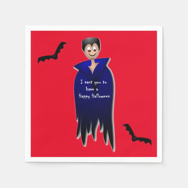 Servilleta De Papel Cute Dracula Halloween (Anverso)
