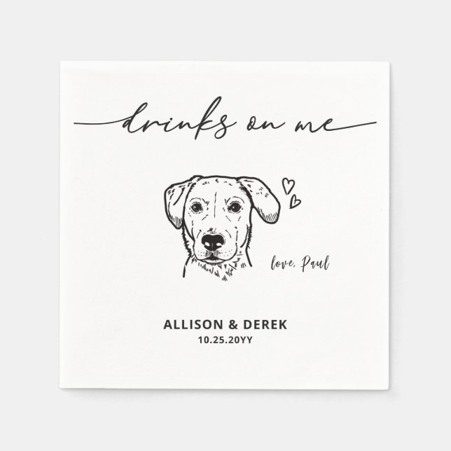 Servilleta De Papel Cute Drinks on Me Labrador Retriever Dog Wedding (Anverso)