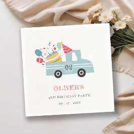 Servilleta De Papel Cute Dusky Azul Cualquier Edad Camión De Pastel De