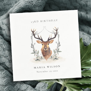 Servilleta De Papel Cute Dusky Deer Floral Escudo Cualquier Edad Cumpl