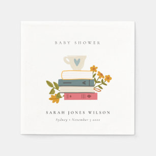 Servilleta De Papel Cute Dusky Stowbooks Floral Baby Shower