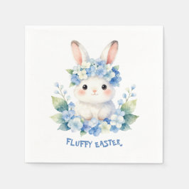 Servilleta De Papel Cute Easter Bunny Watercolor with Hydrangea