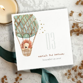 Servilleta De Papel Cute Eco Green Hot Air Balloon Lion Kids Cumpleaño