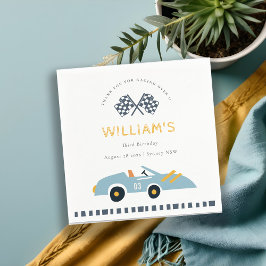 Servilleta De Papel Cute Elegant Blue Race Car Kids Cualquier Cumpleañ