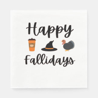 Servilleta De Papel Cute Fall season Happy Fallidays Thanksgiving Hall