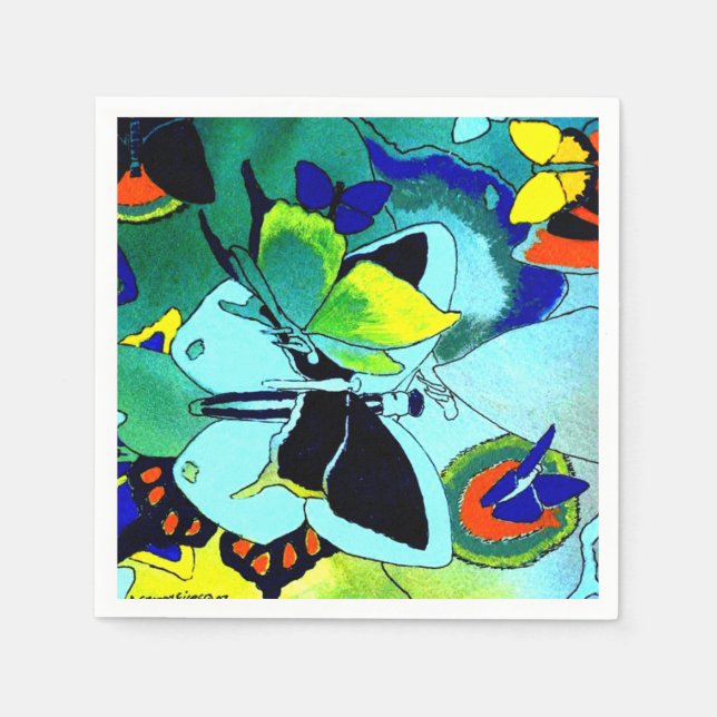 Servilleta De Papel Cute Fancy Butterfly Collage Multicolor Diseñado (Anverso)