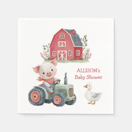 Servilleta De Papel Cute Farm Animals Pig Tractor Baby Shower