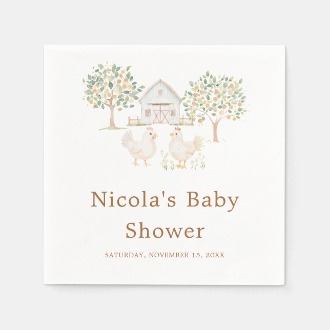 Servilleta De Papel Cute Farm Barn Baby Shower (Anverso)