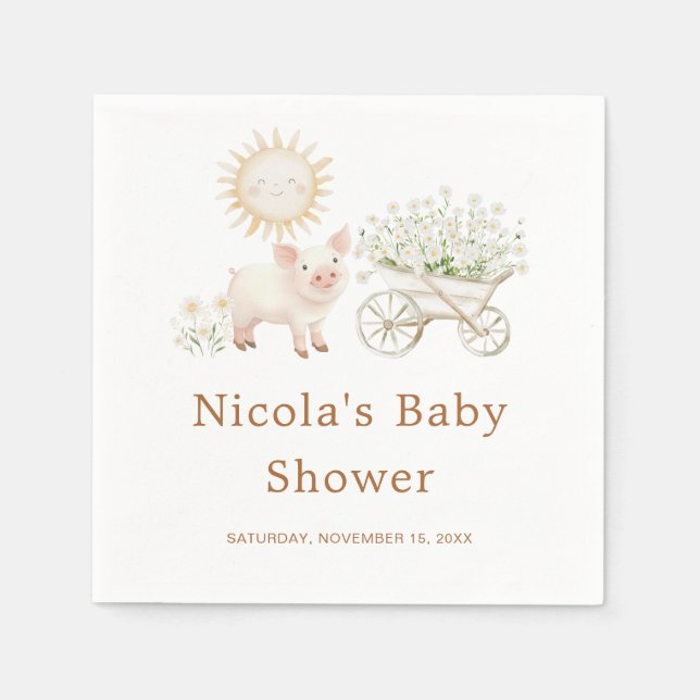 Servilleta De Papel Cute Farm Barn Baby Shower (Anverso)