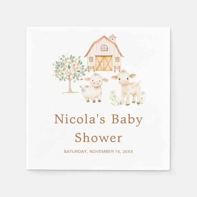 Servilleta De Papel Cute Farm Barn Baby Shower (Anverso)