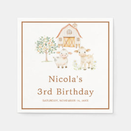 Servilleta De Papel Cute Farm Barn Cows Birthday