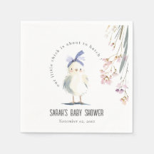 Cute Farm Chick Watercolor Floral Baby Shower