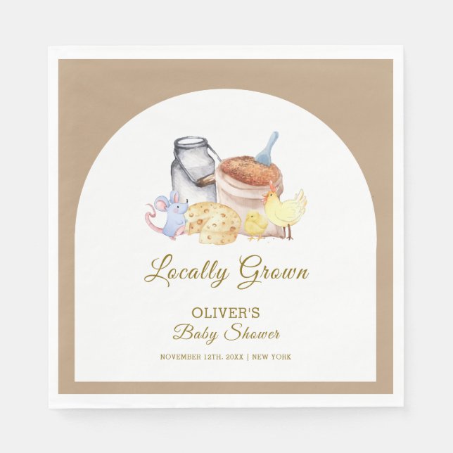 Servilleta De Papel Cute Farm Chicken Mouse Baby Shower (Anverso)