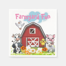 Servilleta De Papel Cute Farmyard Fun Animals Country Barn & Daisies