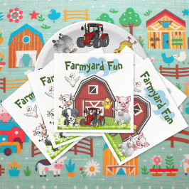 Servilleta De Papel Cute Farmyard Fun Animals Red Country Barn
