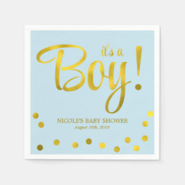 Servilleta De Papel Cute Faux Relieve metalizado dorado Confetti Boy B