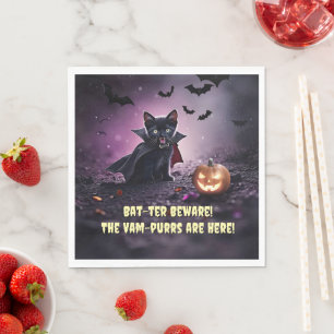 Servilleta De Papel Cute fiesta de Halloween con vampiro de gato negro