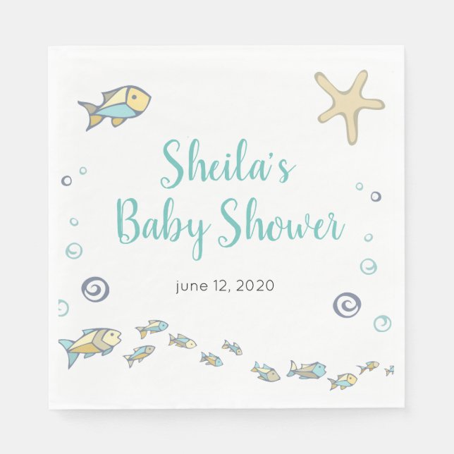 Servilleta De Papel Cute Fish Sea Thuelo Baby Shower (Anverso)