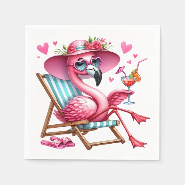 Servilleta De Papel Cute Flamingo Clipart (Anverso)