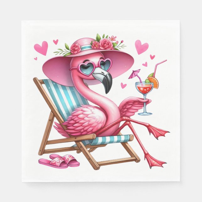 Servilleta De Papel Cute Flamingo Clipart (Anverso)